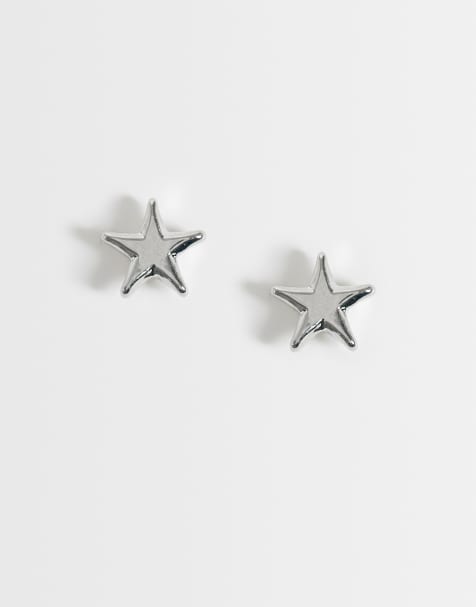 ASOS DESIGN star stud earrings in silver - view 1