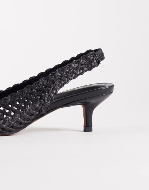 ASOS DESIGN – Star – Svarta, vävda skor med halvhöga klackar och hälrem, 2 av 4