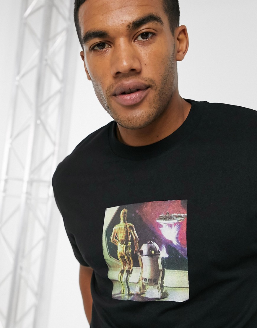 ASOS DESIGN Star Wars - T-shirt comoda con stampa fotografica di Star Wars sul petto-Nero