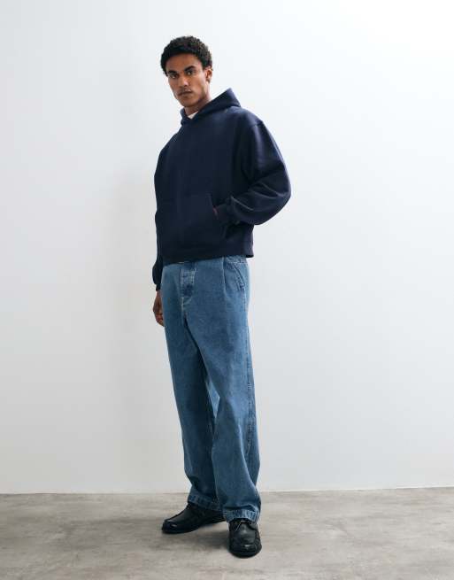 ASOS DESIGN staright leg jogger with cut & sew piping in navy, 2 of 9