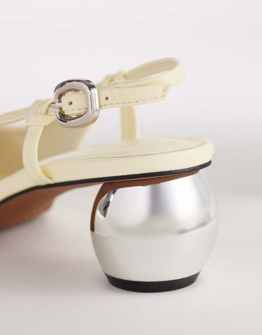 ASOS DESIGN Starlight slingback ball heel shoes in buttermilk, 2 of 4