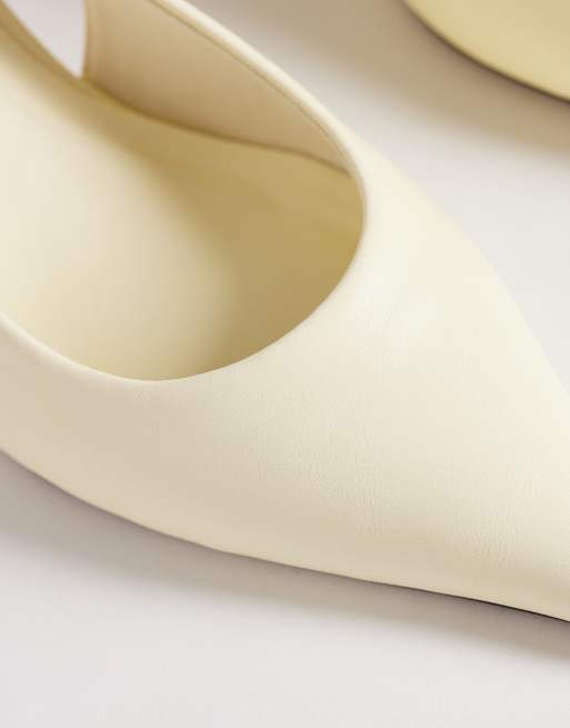 ASOS DESIGN Starlight slingback ball heel shoes in buttermilk, 3 of 4
