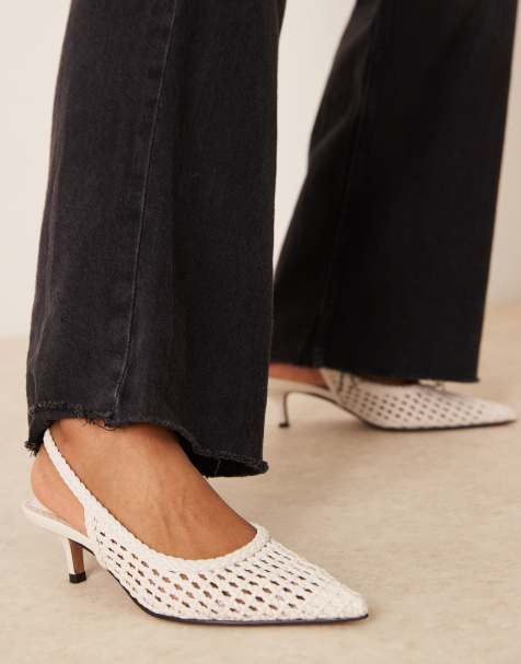 ASOS DESIGN – Starry – Schuhe in Wollweiß mit Flechtdesign und mittelhohem Absatz - view 1