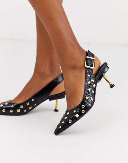 Studded kitten cheap heel pumps