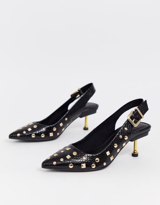 Black studded hotsell kitten heels