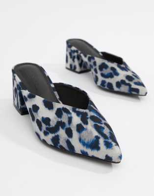 leopard print heeled mules