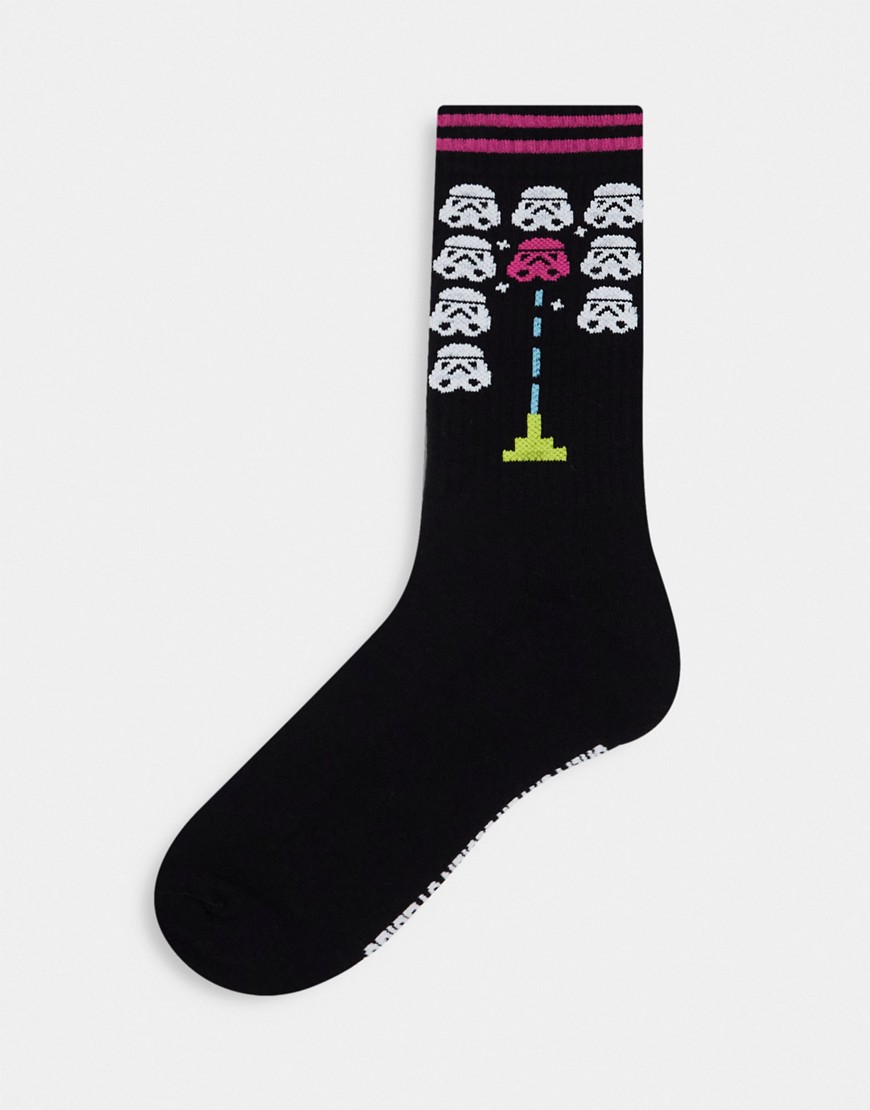 ASOS DESIGN Starwars sports socks with Darth Vader gaming design-Black