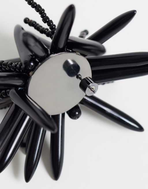 ASOS DESIGN statement black flower stud earrings, 3 of 5
