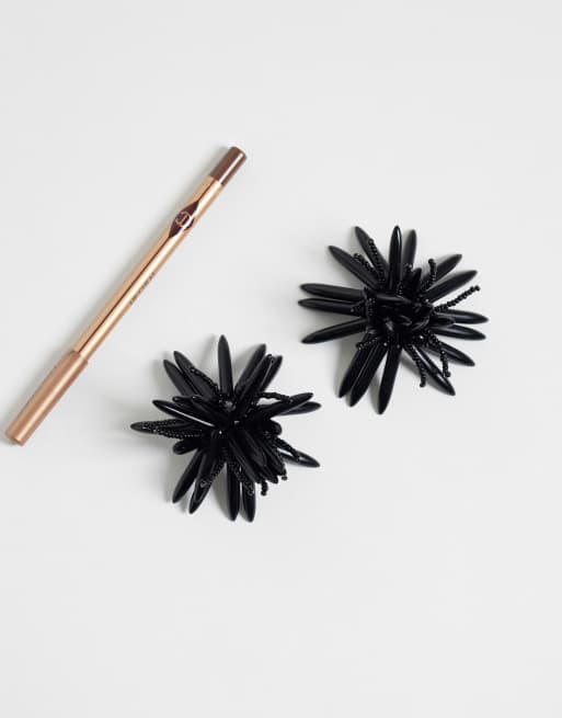 ASOS DESIGN statement black flower stud earrings, 5 of 5