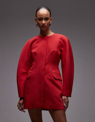 ASOS DESIGN - Statement-Blazerkleid in Rot mit Cocoon-Ärmeln