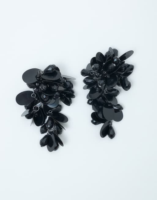 ASOS DESIGN statement bloemoorbellen met zwarte lovertjes, 3 van 4