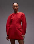 [ASOS DESIGN] ASOS DESIGN statement cocoon sleeve blazer dress in red 16 RED
