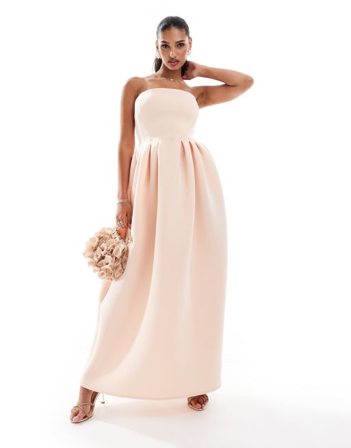 ASOS DESIGN statement curved hem skirt maxi dress in pink | ASOS