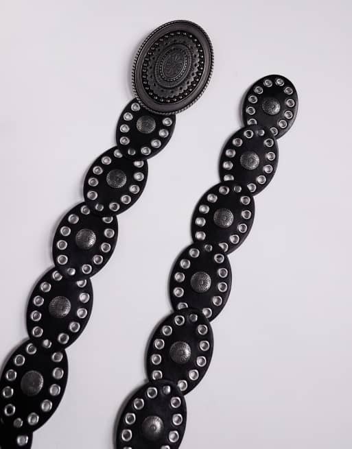 ASOS DESIGN statement disc belt in black, 2 of 3