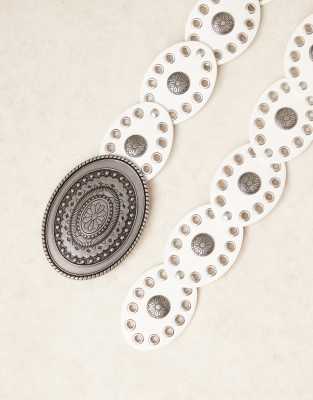 Asos Design Statement Disc Belt In White