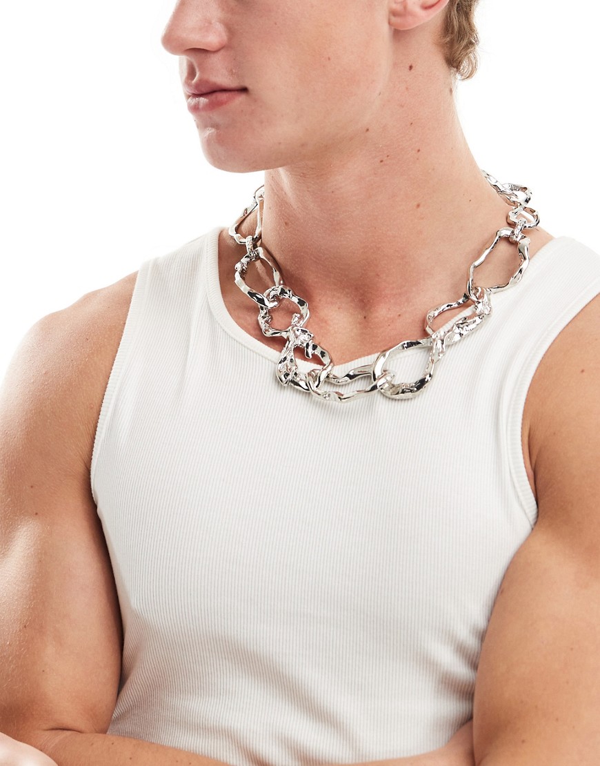 statement molten neckchain in silver tone