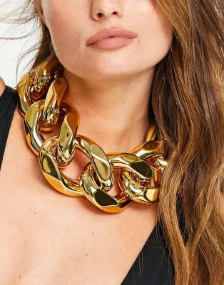 Women's Gold Extra Chunky Chain Detail Necklace