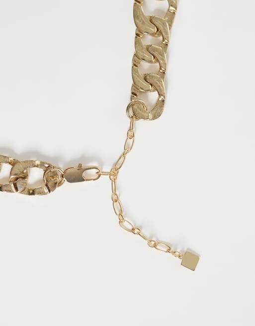 ASOS DESIGN statement necklace with chunky chains in gold tone, 3 of 4