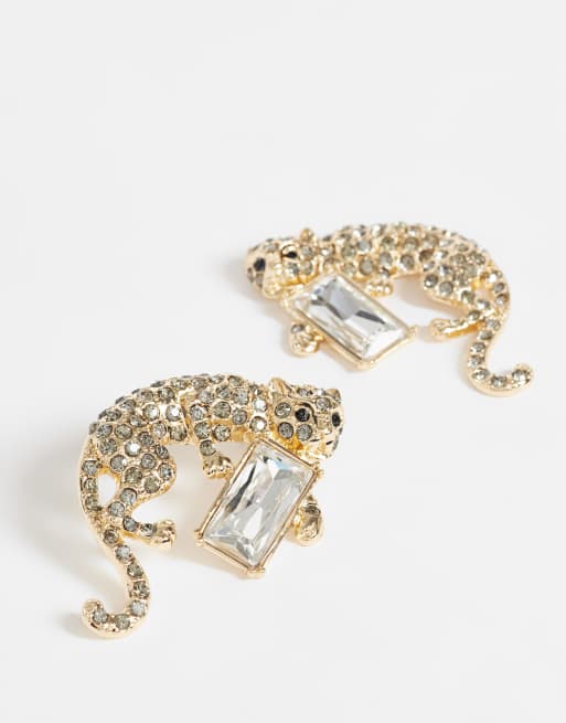 ASOS DESIGN statement-øreringe med jaguar-design i guldfarvet finish, 3 af 4