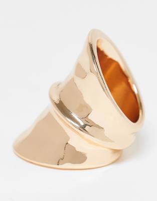 Asos Design Statement Ring In Gold