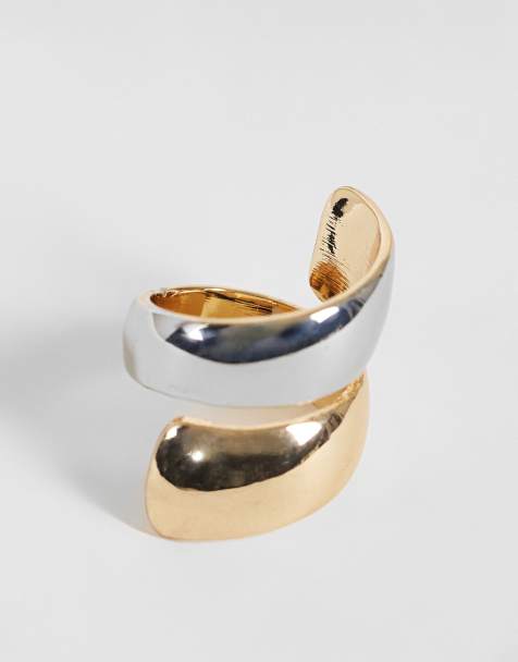 ASOS DESIGN Statement ring in mixed metal with wrap around design - view 1