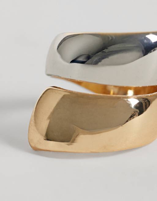 ASOS DESIGN Statement ring in mixed metal with wrap around design, 3 of 3