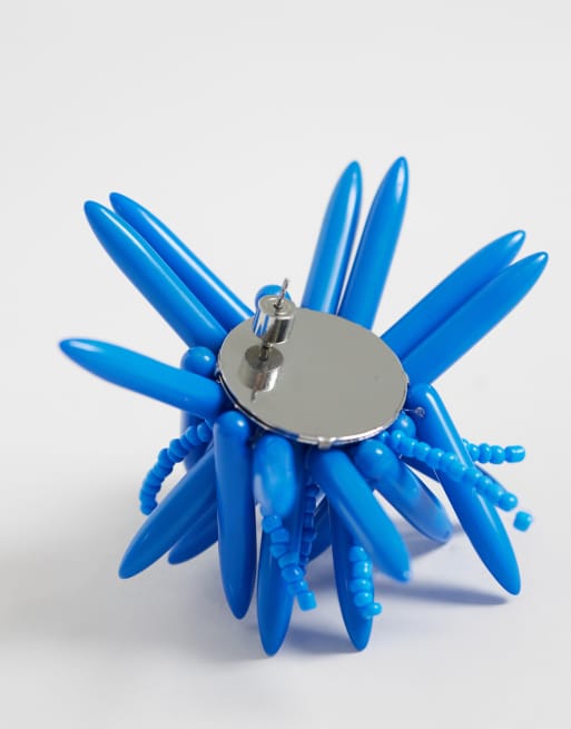 ASOS DESIGN statement turquoise flower stud earrings, 3 of 5