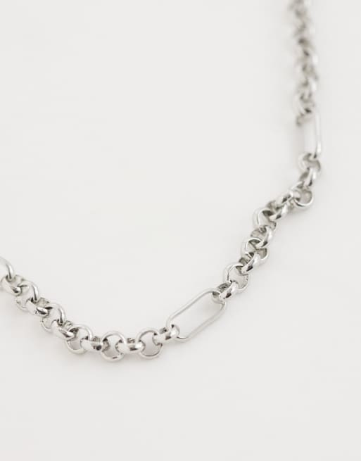 ASOS DESIGN - Stationed - Collana con catena a maglie ovali argentata, 4 di 4