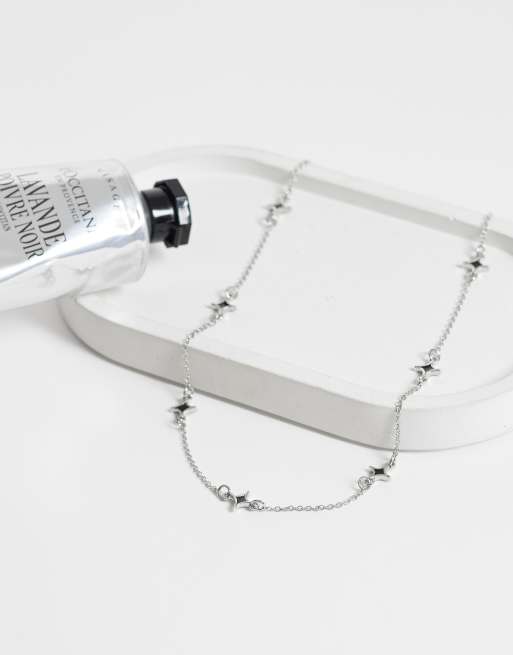 ASOS DESIGN stationed star chain necklace in silver, 2 of 4