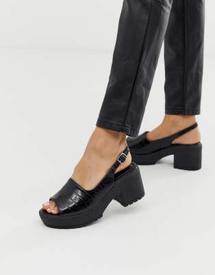 black platform mid heels