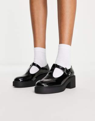 Asos Design Stealth Mary Jane Chunky Mid Heeled Shoes In Black | ModeSens