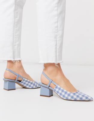blue gingham heels