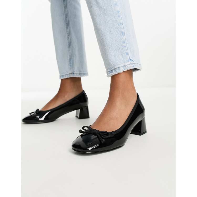 Black patent sale mid heel shoes