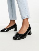 ASOS DESIGN Wide Fit Saint block mid heeled shoes in black | ASOS