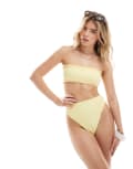 [ASOS DESIGN] ASOS DESIGN Stella seersucker high-leg high-waist bikini bottom in yellow 14 Butter yellow