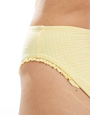 ASOS DESIGN Stella seersucker high leg tanga bikini bottom in yellow