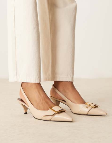 ASOS DESIGN - Stellar - Beige sko med kitten-hæl og spændedetalje - view 1