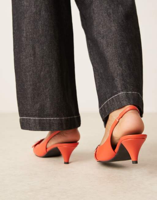 ASOS DESIGN – Stellar – Orange skor med taxklackar och spännen, 3 av 4