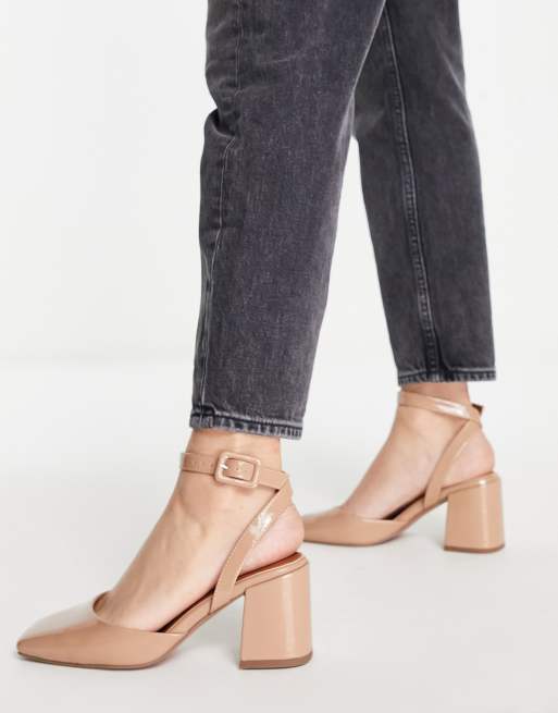 ASOS DESIGN – Stelle – Beżowe buty na średnim obcasie klockowym 