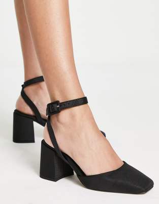 ASOS DESIGN Stelle block heeled mid shoes in black