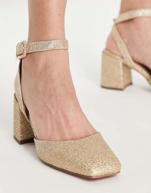 Glitter shoes block clearance heel