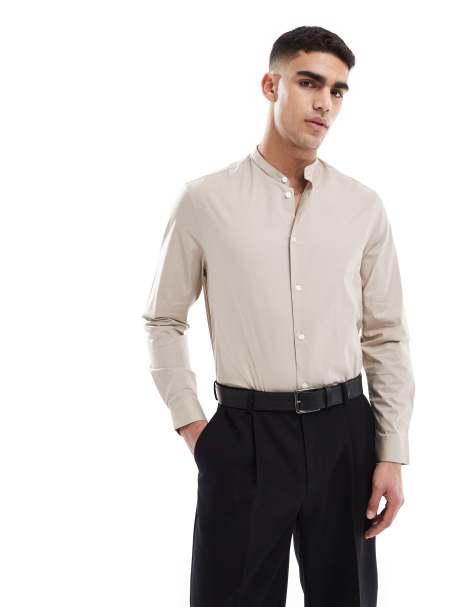 ASOS DESIGN – Stenfärgad, formell skjorta i regular fit med murarkrage - view 1