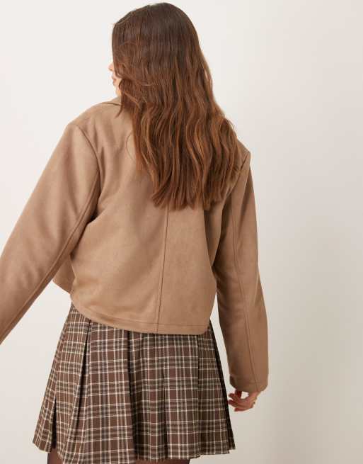 ASOS DESIGN – Stenfärgad jacka i mockaimitation med krage, 3 av 4