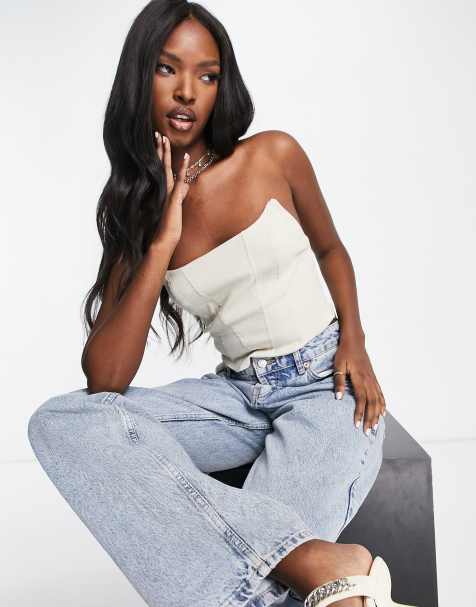 ASOS DESIGN – Stenfärgad korsettopp med dekorativ söm - view 1