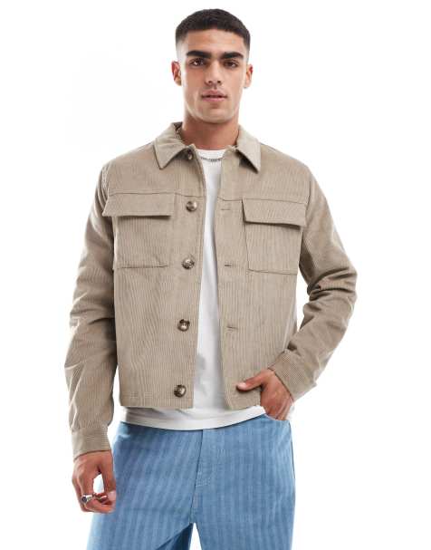 ASOS DESIGN – Stenfärgad kort Harrington-jacka i manchester - view 1