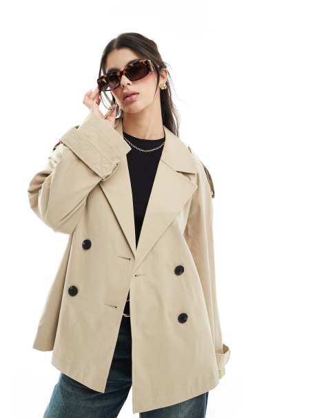 ASOS DESIGN – Stenfärgad, kort trenchcoat - view 1
