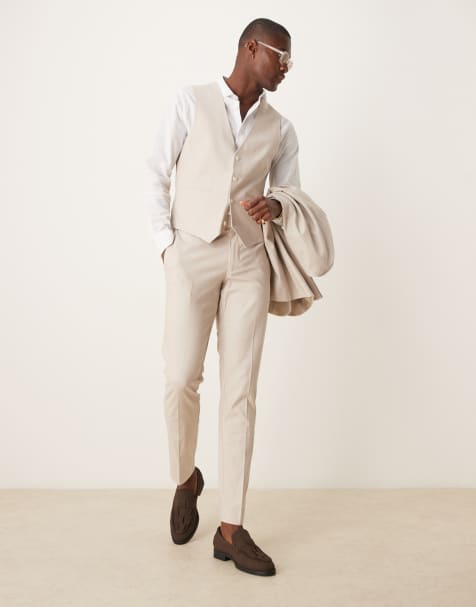 ASOS DESIGN – Stenfärgad kostym i linnemix med extra smal passform - view 1