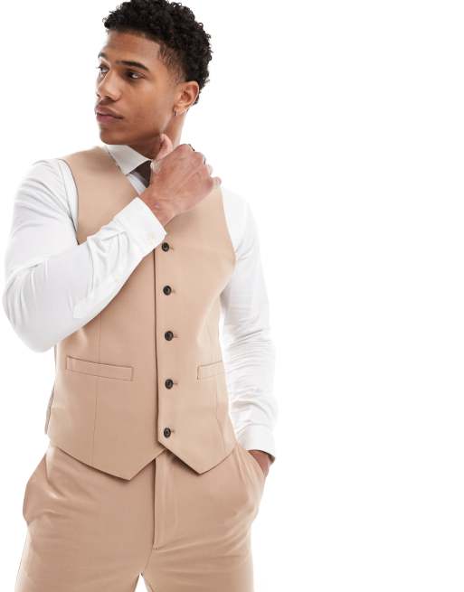 ASOS DESIGN – Stenfärgad kostymväst i supersmal passform