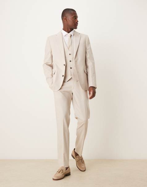 ASOS DESIGN – Stenfärgad linnekostym med smal passform - view 1