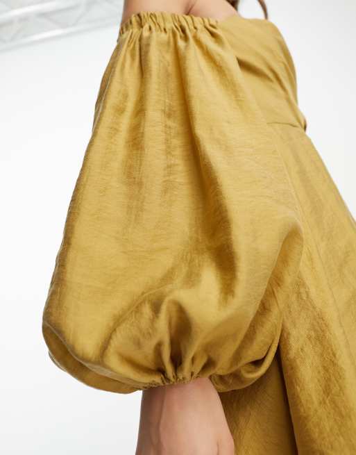   ASOS DESIGN – Stenfärgad miniklänning med bara axlar och korsett med omlottdesign, 3 av 4